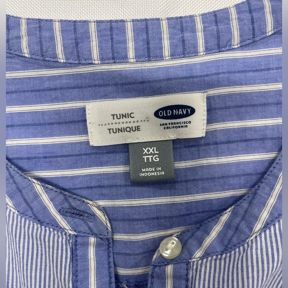 Old Navy Blue & White Striped Poplin Popover Tunic Shirt  Plus size Women XXL - Picture 4 of 12